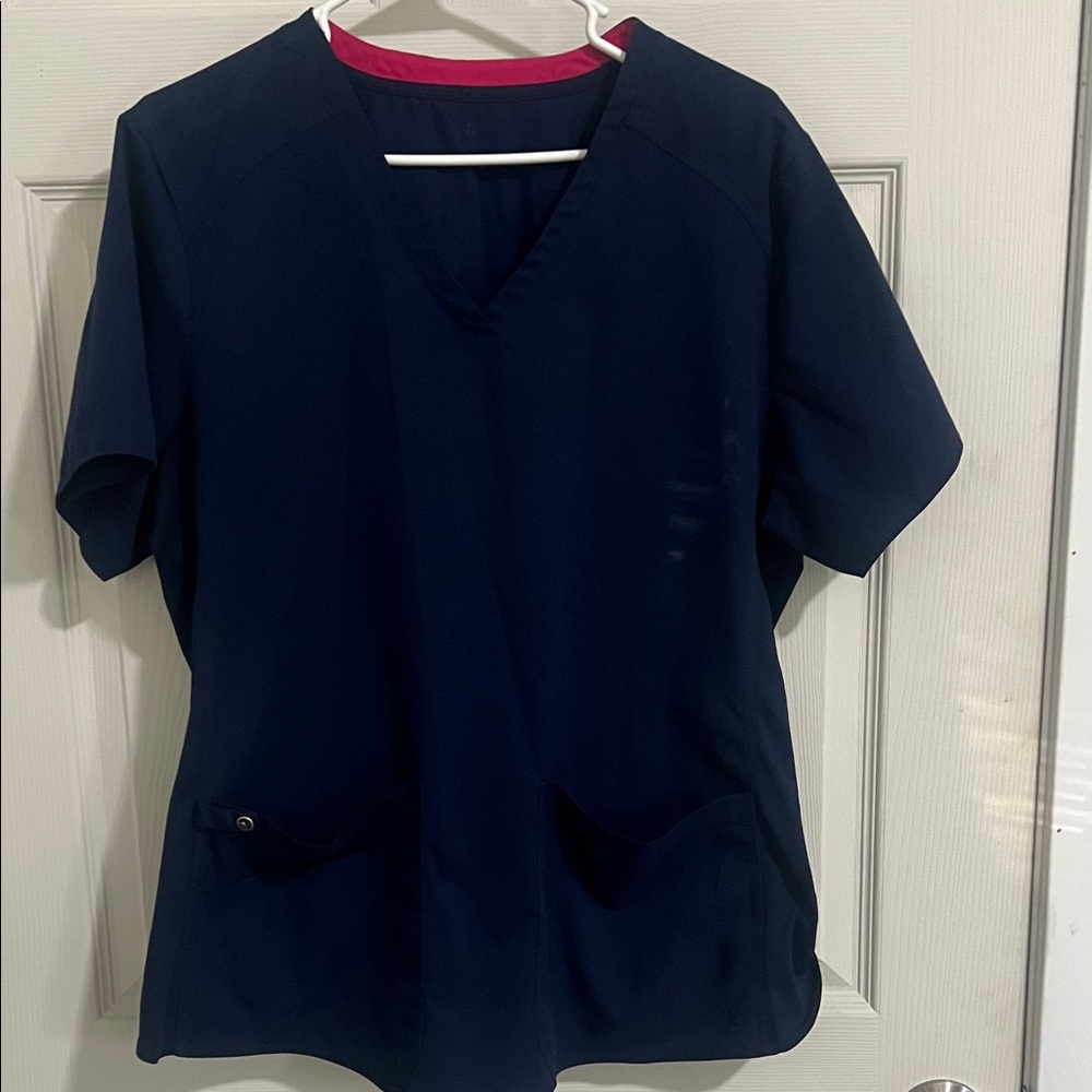 Med Couture Dark Blue Short Sleeve Top